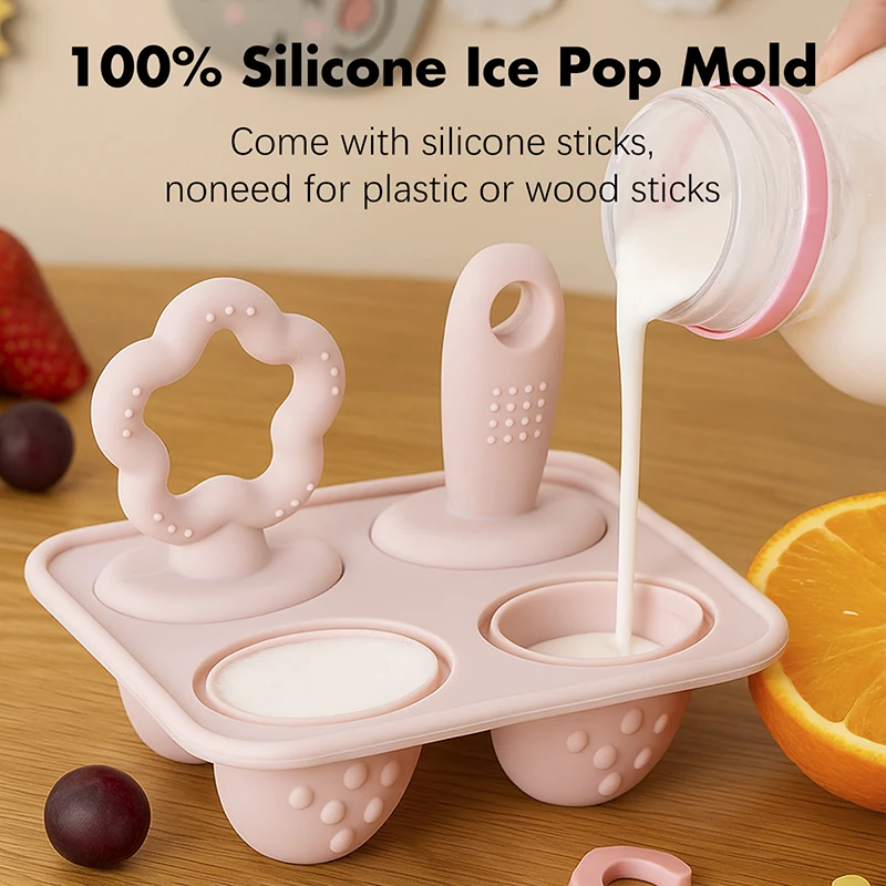 Silicone Baby Popsicle Molds with Sticks,Baby's First Ice Pop Molds,Baby Food Container, Frozen Treats Maker Popsicle Maker Ice image 5