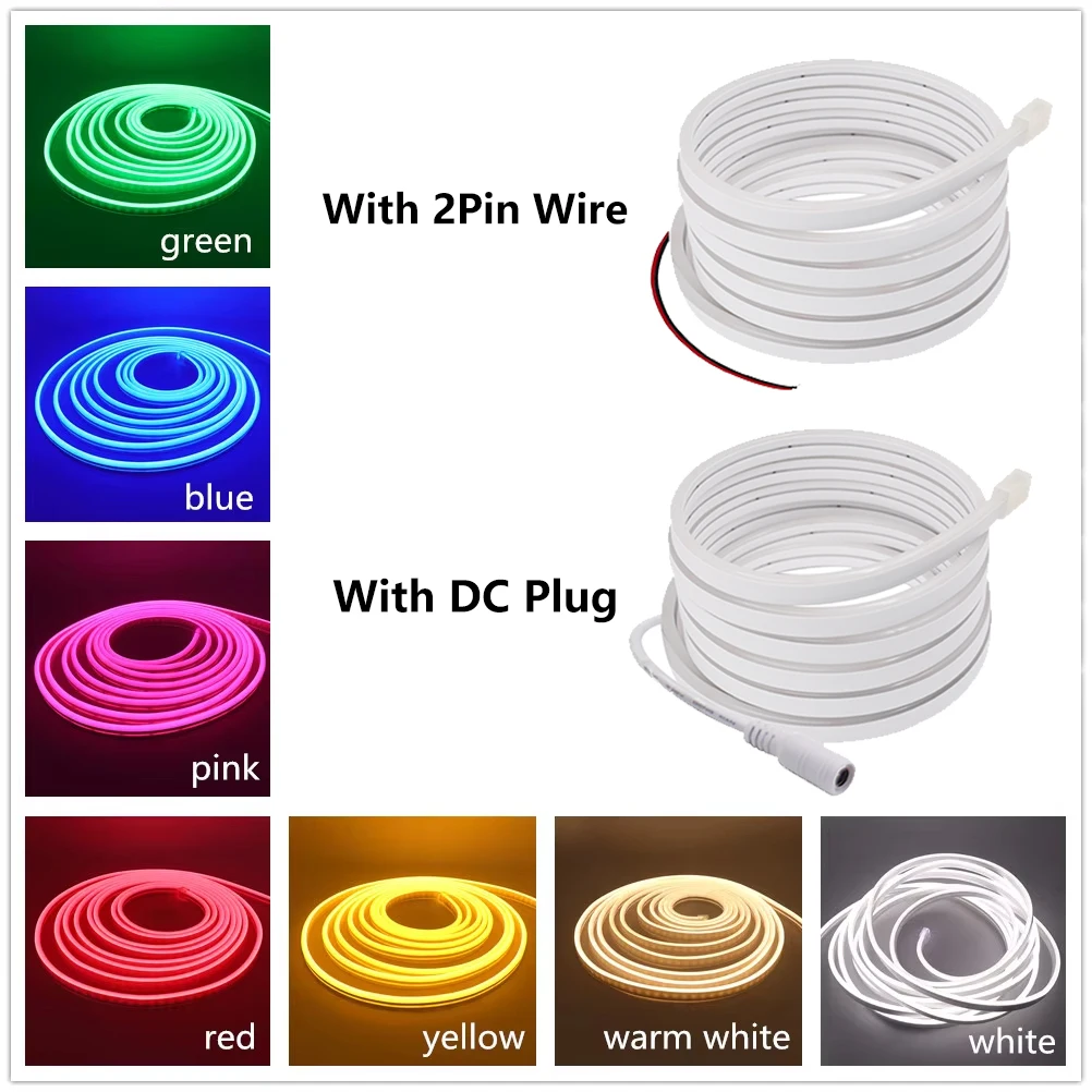 12V 24V Neon LED Light Strip Waterproof Flexible Tape Silicon Tube Bar Red Green Blue Yellow Pink White DIY Neon Sign Room Decor