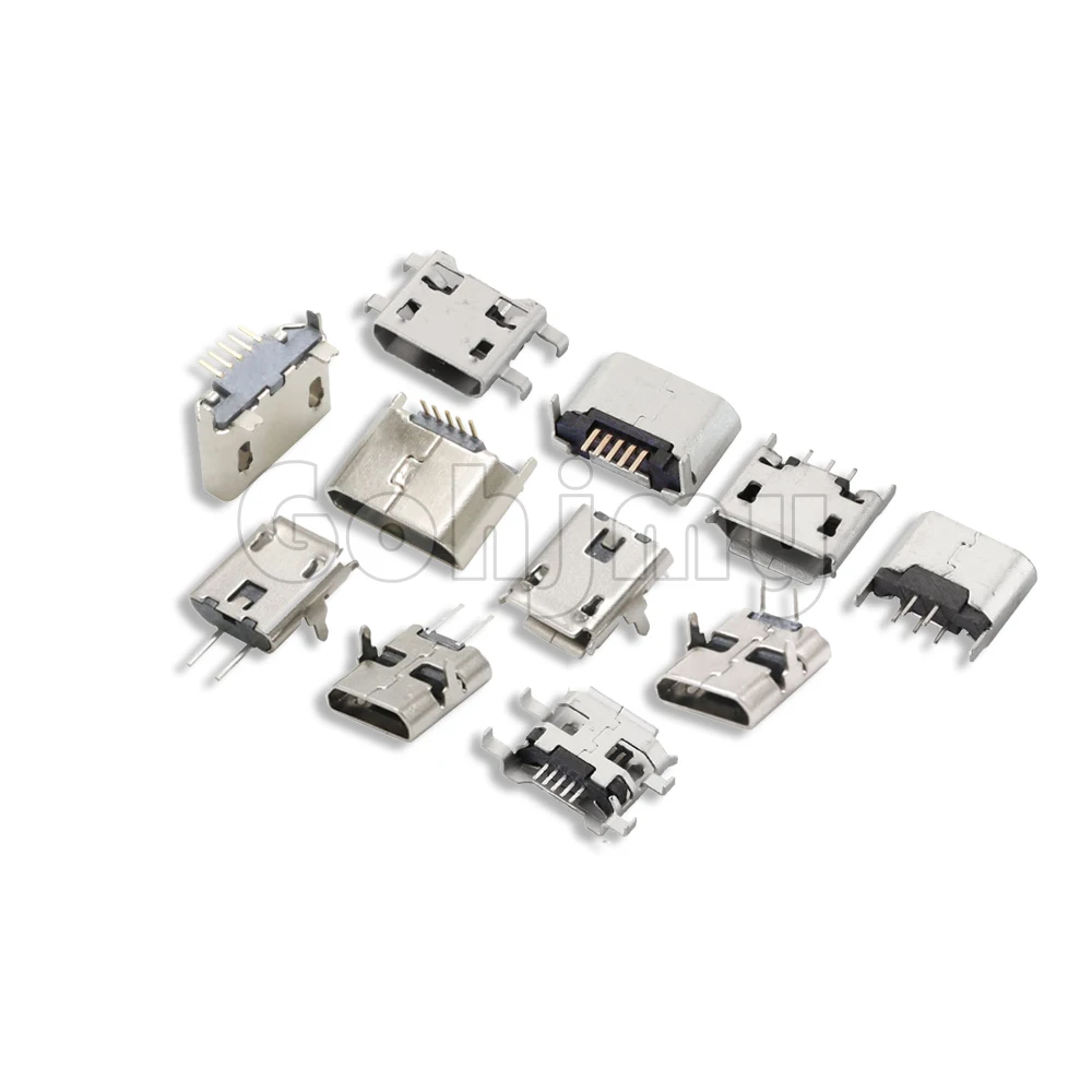 10pcs  Micro USB 5 Pin SMT Socket Connector Type B Female Placement SMD DIP USB Charging Connectors 2PIN SMD/DIP