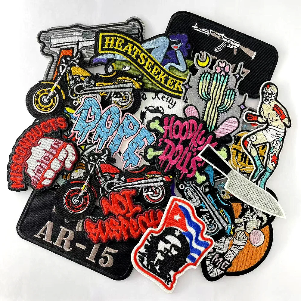 

20Pcs/Lot Fist Motorcycle Che Iron on Patches Cloth Embroidered Applique Clothes Accessories Repair Hole Stickers Patch