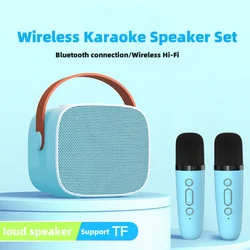 Mini Karaoke Machine Bluetooth-compatible Speaker 1-2 Wireless Microphone  Karaoke Speaker Set Music Player for Party Home