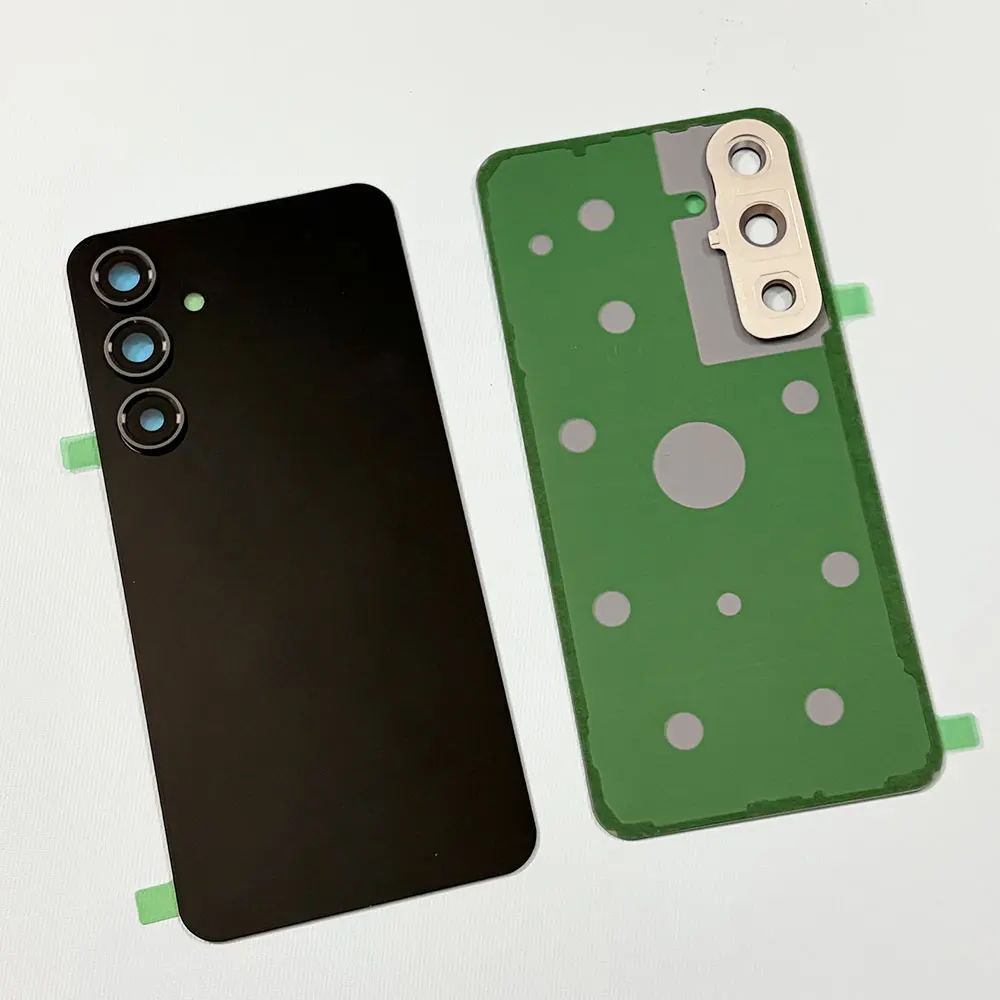 S24Fe Rear Housing For Samsung Galaxy S24 FE S24FE 5G Battery Cover Glass Rear Door Panel Repair Parts With Camera Lens glue