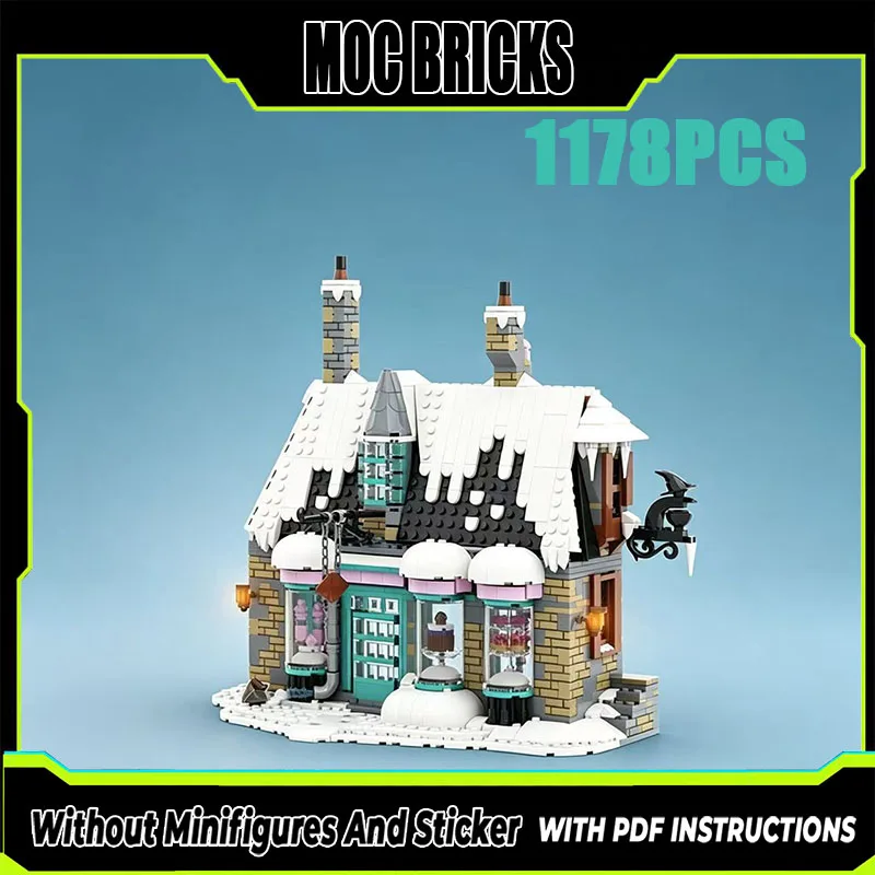 MOC building blocks city street view winter cabin technology bricks toys