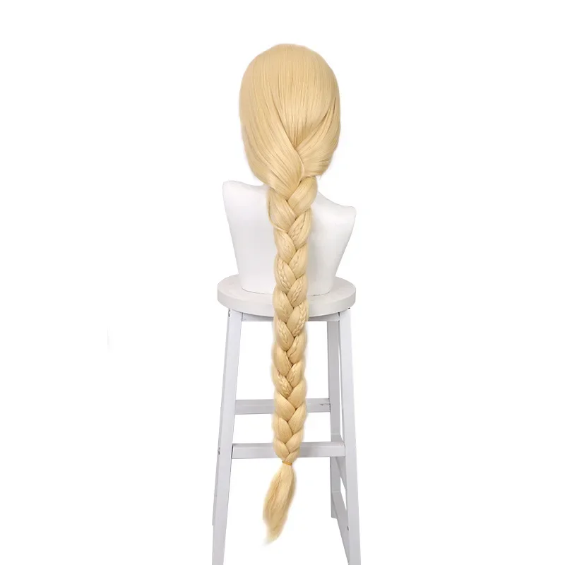 Anime Women Long Wig Rapunzel Tangled Light Blonde Straight Cosplay Hair big braid for women party Wig Accessories