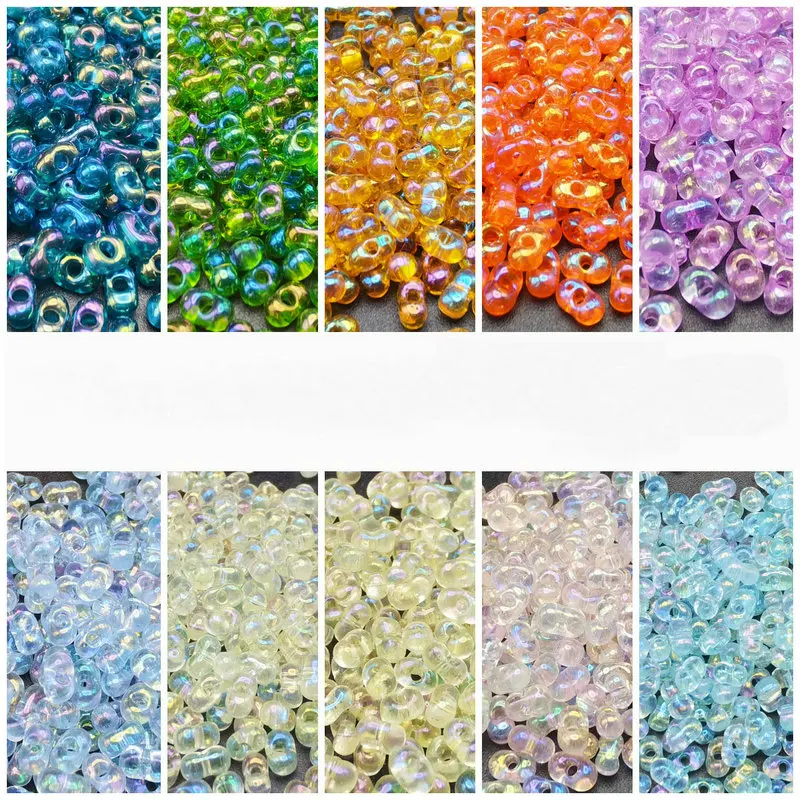 10g Glass Peanut Beads 3*6mm Transparent Small Glass Seed Bead Kit for Jewelry Making DIY Bracelets Necklaces Crafts Bulk