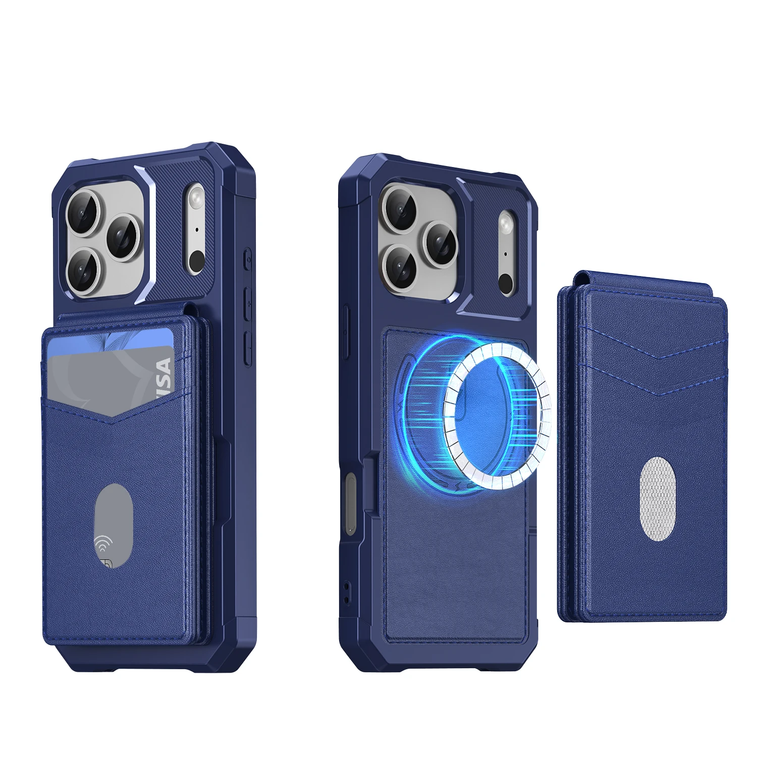 2 in 1 Detachable Magnetic Flip Card Slots Wallet Leather Case for iPhone 18 Pro Max 17 16 15 14 13 Plus For Magsafe Stand Cover