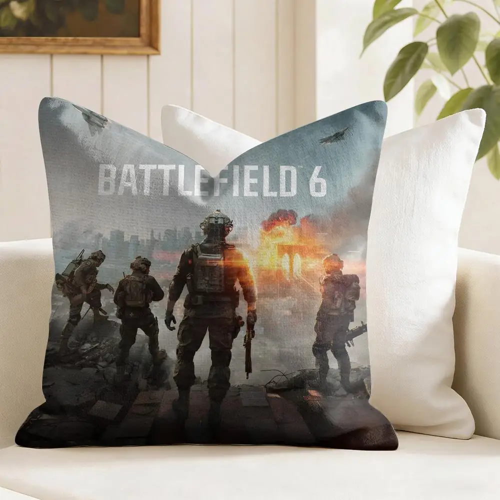 Video Game B-battlefield 6 Cushion Cover Organic Linen Square Pillow Case Durable Non-Allergenic And Kind To Skin 4
