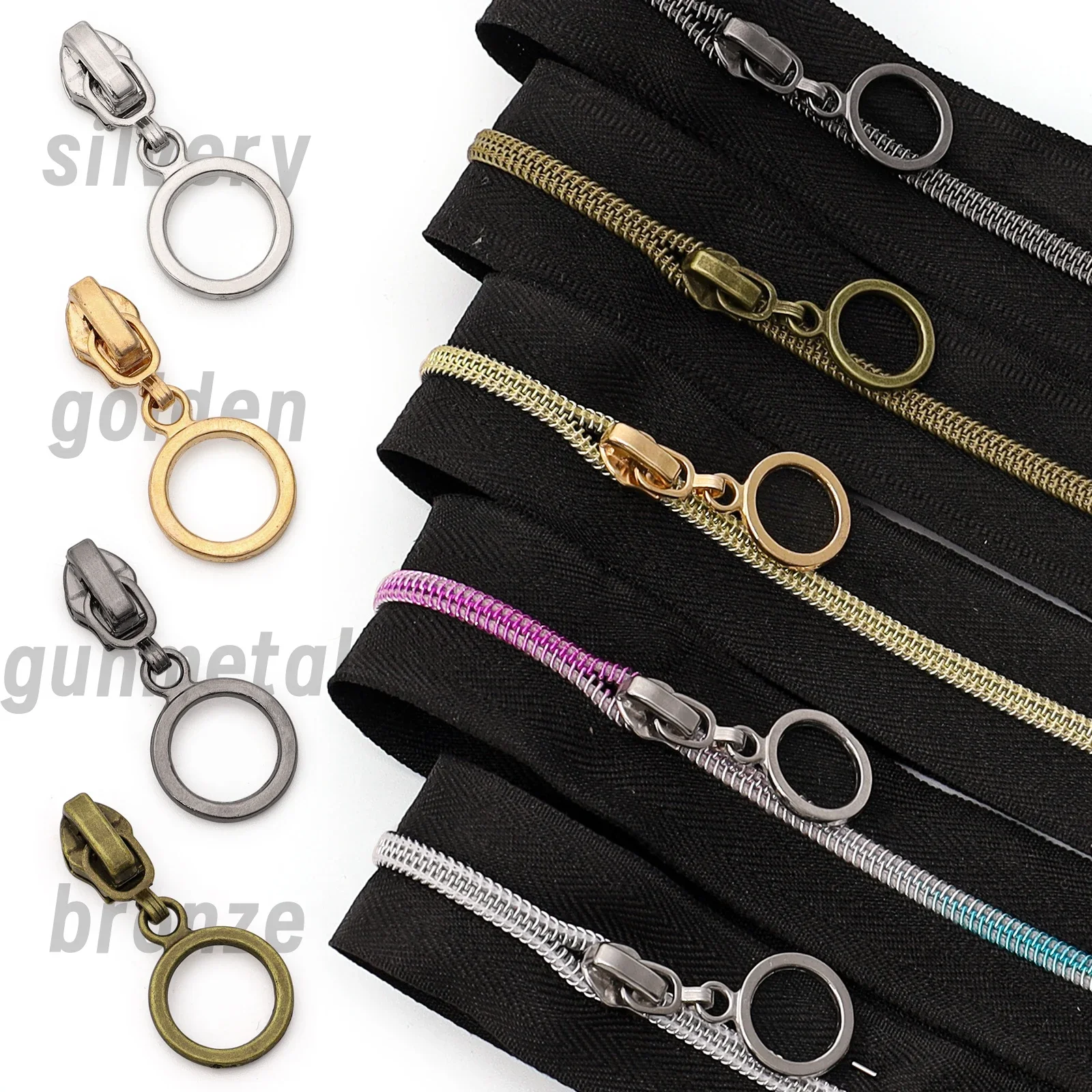 1 Set Größe 3, Reißverschluss mit 10 Reißverschlusszügen (5 Stile, Schwarz-Weiß-Farben optional) – zum Nähen zu Hause, DIY-Reißverschluss-Ersatz