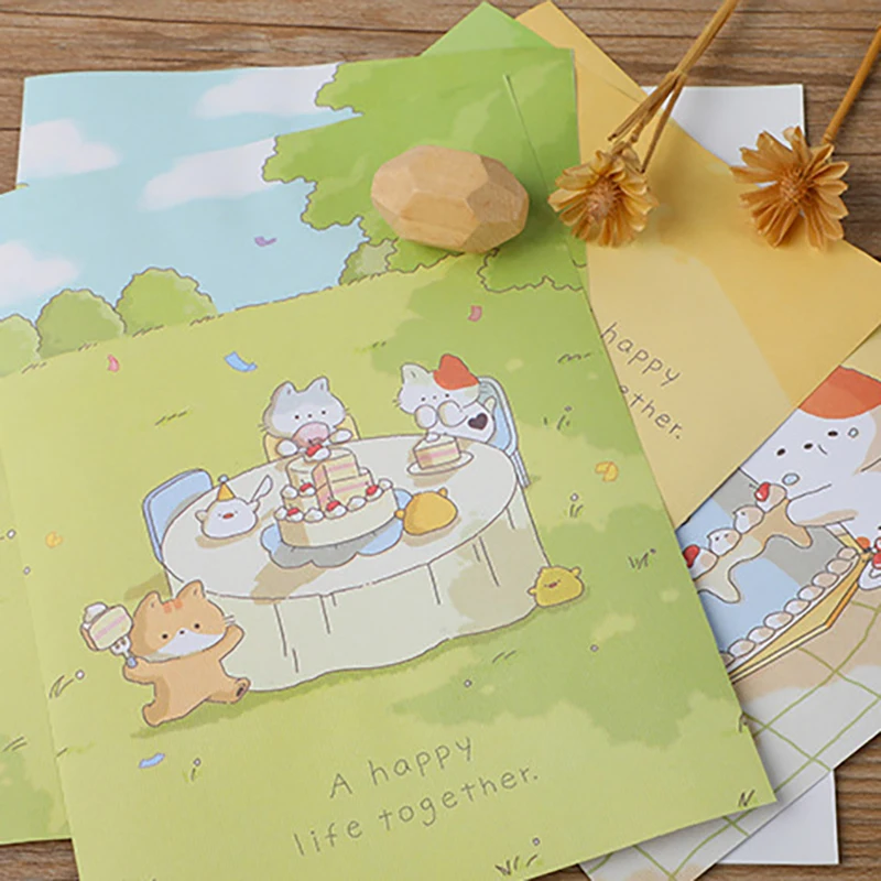 Envelope letter set, creative Chinese style cartoon cat A5 embossed letter, exquisite and cute Western style envelope