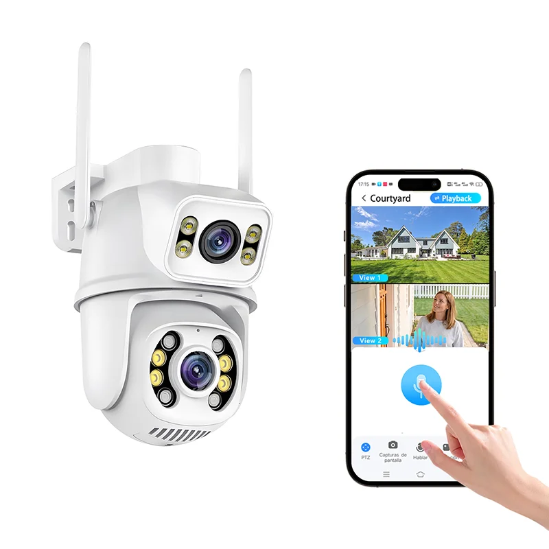 CB08 6MP Wireless Wifi Outdoor Camera Dual Lens 360 Degree Hd High Definition Bluetooth Home Security Surveillance CCTV