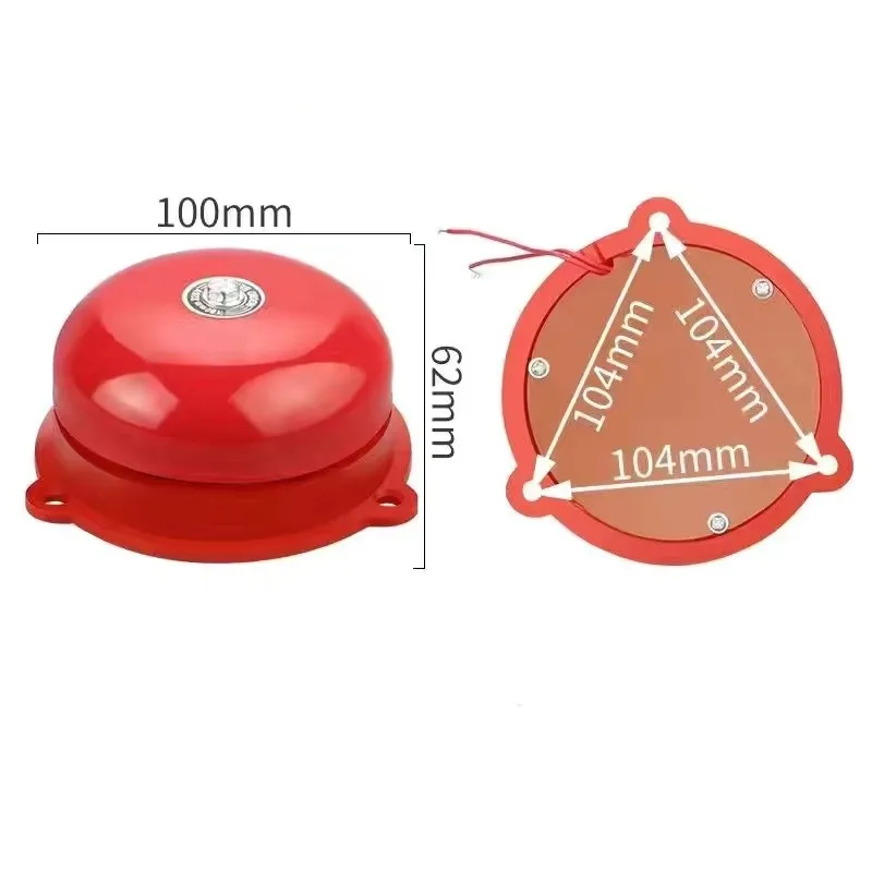 1PCS AC 220V 100mm 4 inch Dia Schools Fire Alarm Round Shape Electric Bell Red