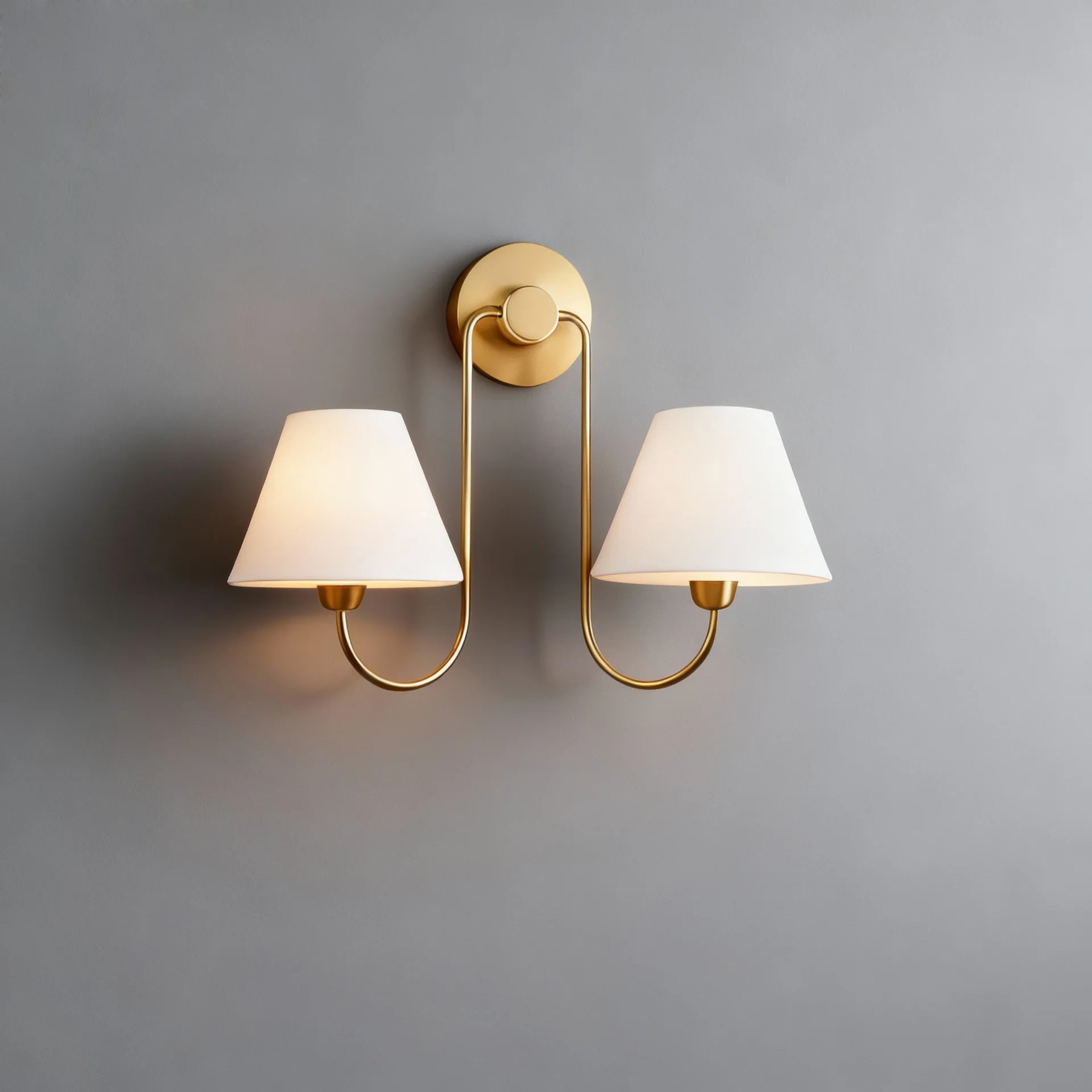 American brass white cloth covered wall lamp LED double-head Wall Light living room dining room bedroom hotel balcony lampS