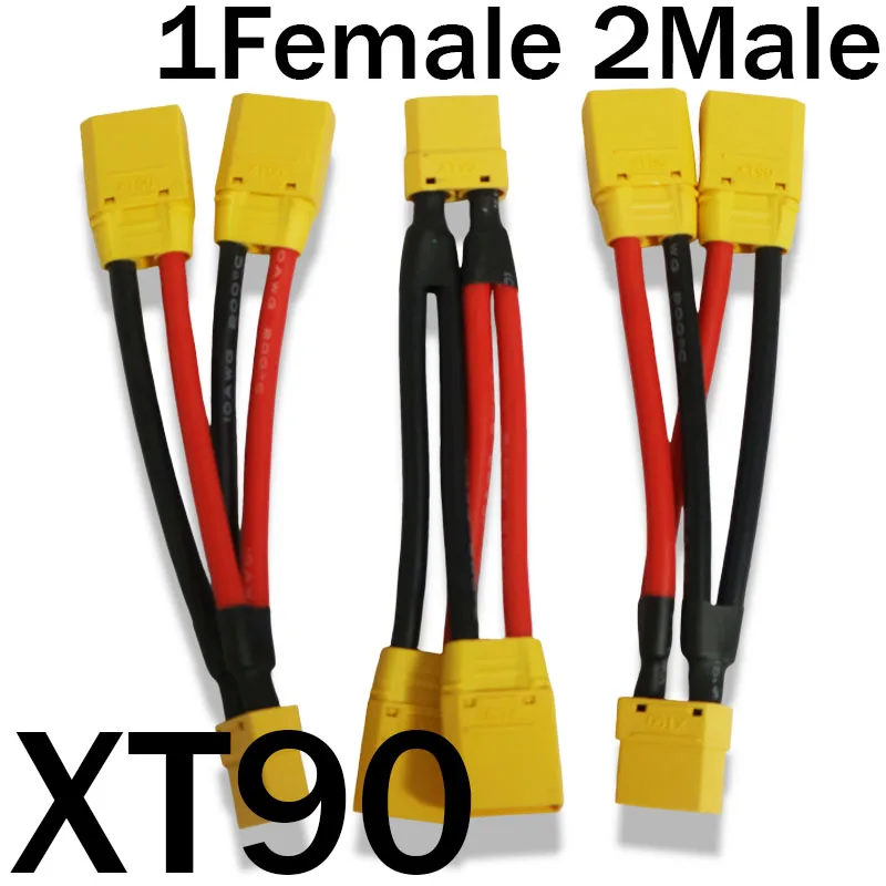 XT90-Stecker/Buchse-Kabel, doppelte Verlängerung, 10 AWG Silikonkabel, 3-Wege-Y-Splitter, paralleler Batterieanschluss für Batterieladegerät, Motor