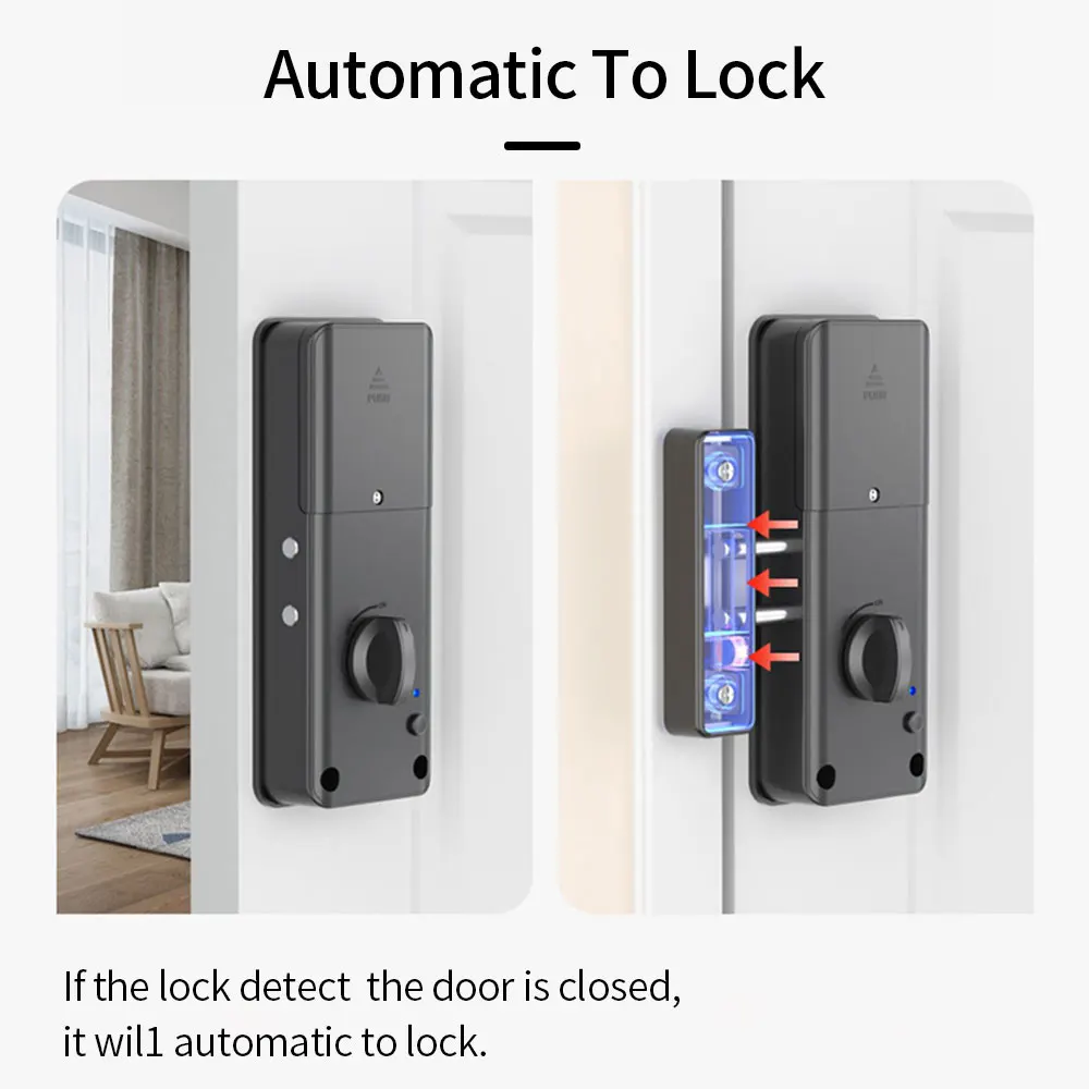 TTLOCK App Smart Electric Motor Lock Keyless Entry Door Bolt Lock Concealed Invisible Installation IC Card Lock for Wooden Door