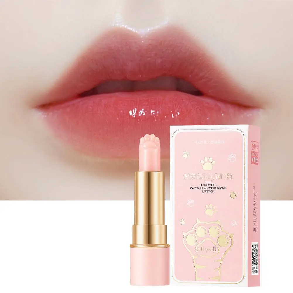 Cute Cat Paw Color Changing Lipstick Makeup Crystal Moisturizing Lip Anti Lip Care Cosmetics Temperature Changing Cracking X2R7