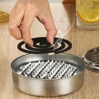 Mosquito Coils Holder Stainless Steel Mosquito Coil Box with Cover Round Mosquito Coil Tray Easy To Clean Anti-Mosquito Supplies