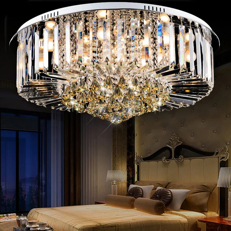 Round desgin Led ceiling light E14 Crystal   lustres  cristal abajur lamparas  techo for bedroom livingroom