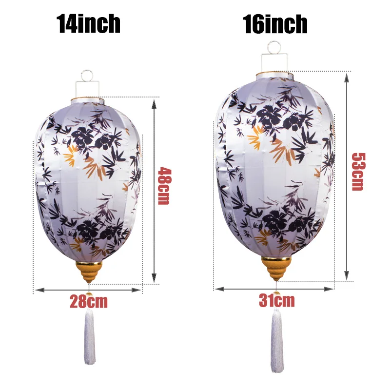 

14 Inch Retro Silk Lantern Palace Lantern Chinese Antique Style Festival New Year Decor Vietnam Mid-autumn Waterproof Lantern