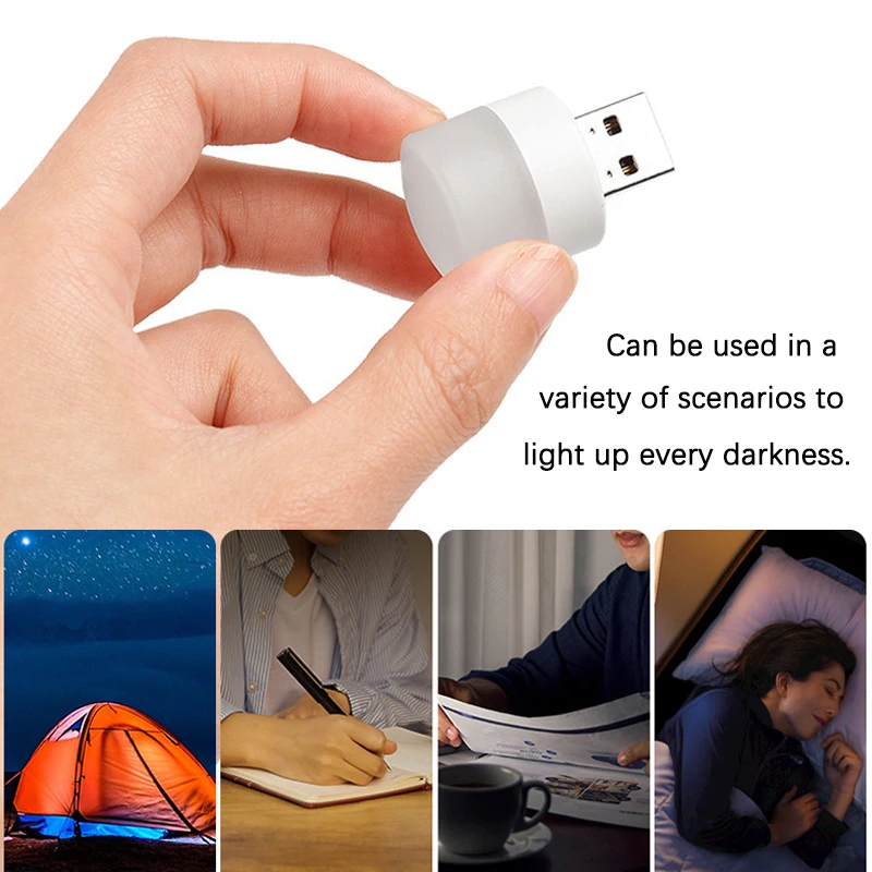 USB Plug Lamp Night Light Applicable for Computer Mobile Power USB Small Round Light LED Eye Protection Reading Light