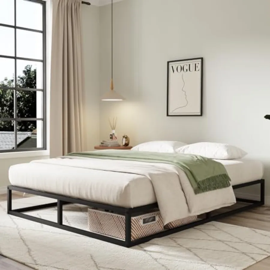 

Queen Bed Frame Metal Platform Bed Frame Mattress Foundation Sturdy Metal Bed Frame Wood Slats Support No Box Spring Needed Eas