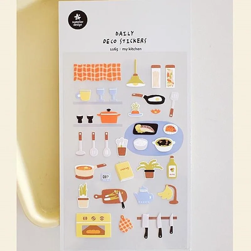 Suatelier My naklejka kuchenna No.1165 śmieciowy dziennik dostarcza koreański materiał do scrapbookingu noże stołowe papierowe naklejki hobby