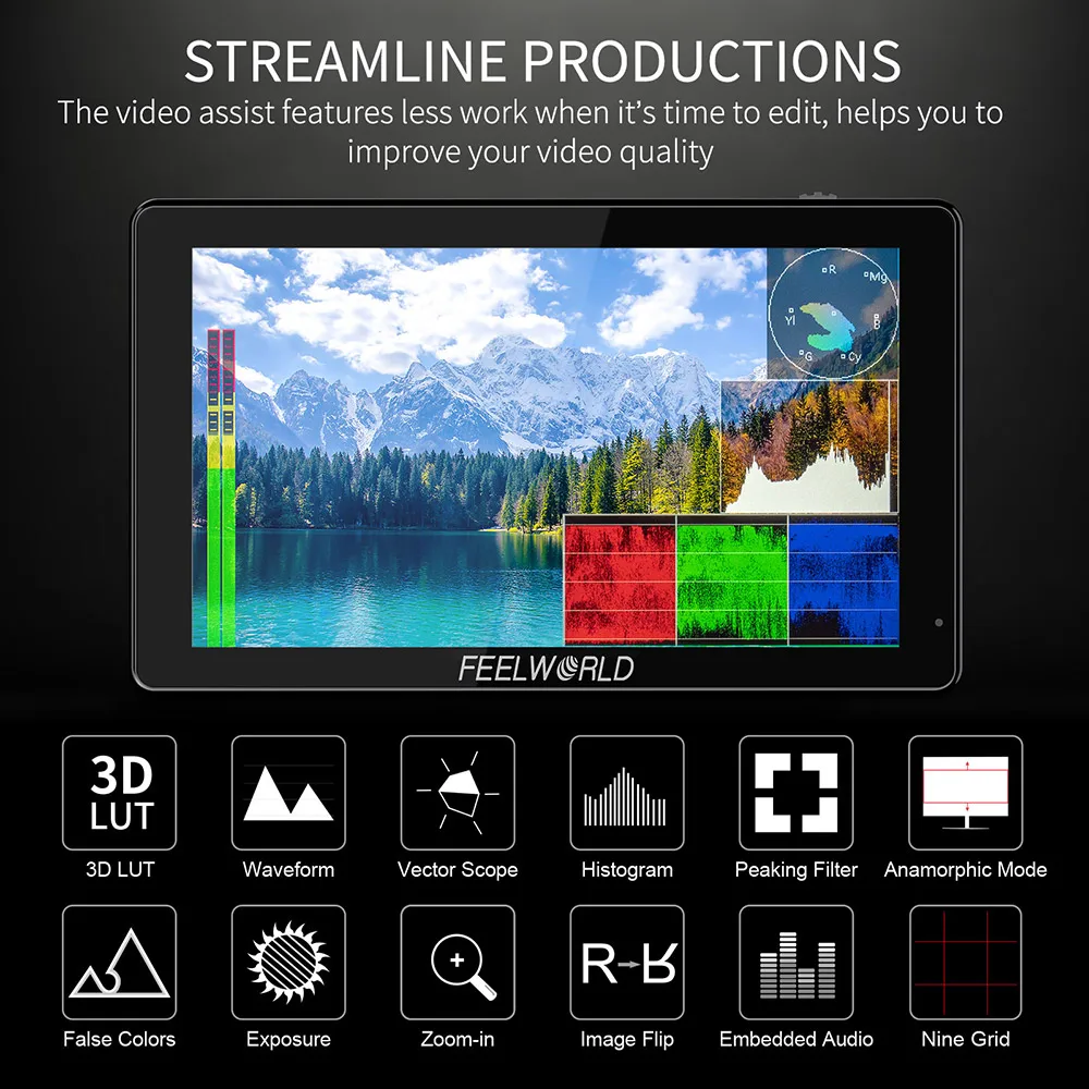 FEELWORLD LUT5 5.5 pollici 3000nit Touch Screen Ultra luminoso DSLR Monitor da campo telecamera IPS 1920X1080 4K uscita ingresso HDMI uscita cc