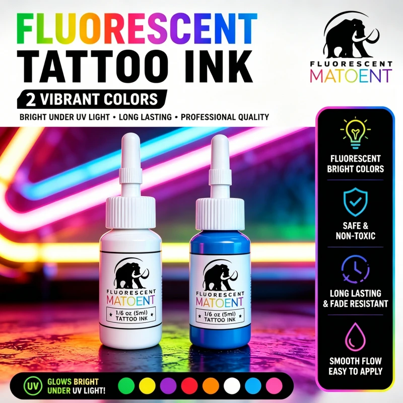 2/8 Colors Fluorescent Tattoo Ink 0.17oz Each Bottle Glow Body Art Ink Set Fashion Body Art Tattoo Ink Glowing Ink Home Use