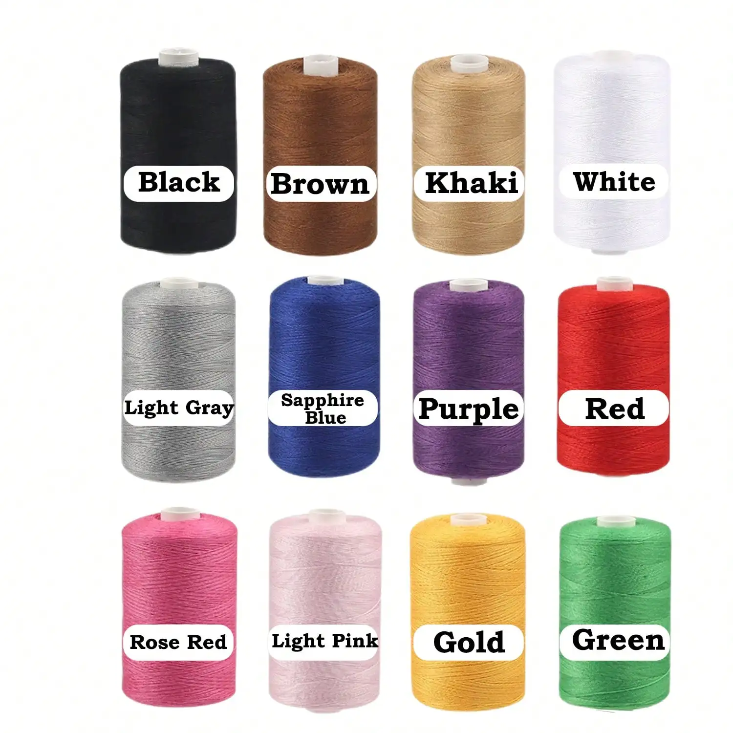 Hilo de coser de poliéster de 1000 yardas y 12 colores, para costura y bordado DIY doméstico