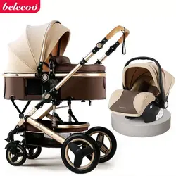 Belecoo Baby Stroller 2 in 1/3 in 1 Carseat Can Sit And Lie Down Foldable High Landscape Two-way Shock-absorbing Free Shippi