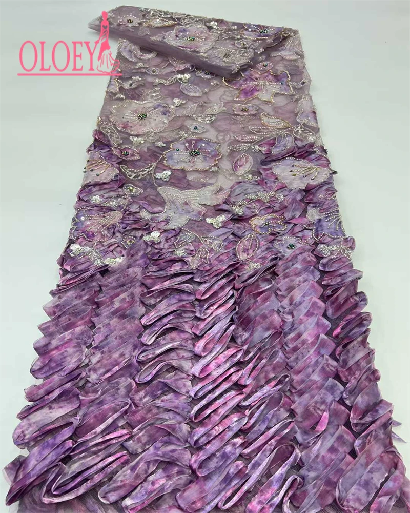 OLOEYLAfrican tela de encaje bordado de alta calidad tul de lentejuelas de red francesa para coser tela nigeriana último diseño