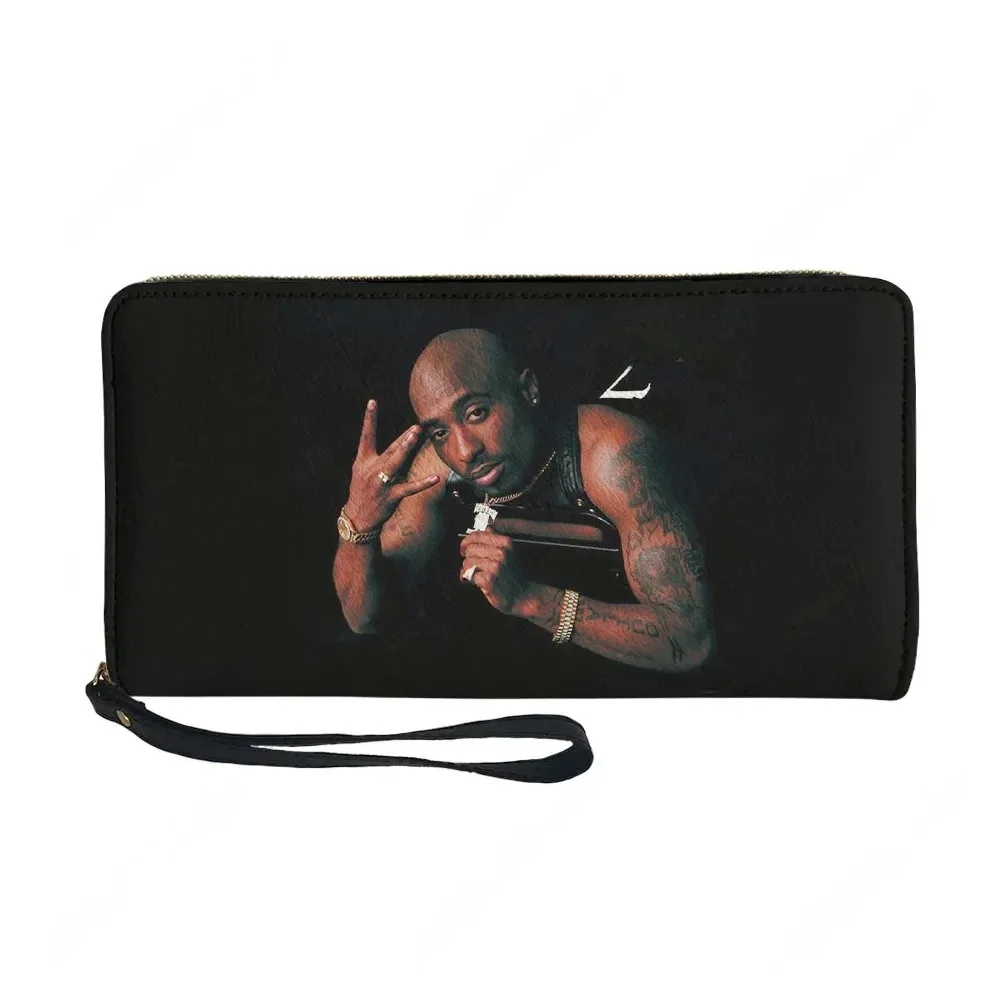 Tupac Rapper 2PAC Custom Wallet Purse Hip hop singer Mens Womens Zipper Long Wallets Double Print Portable Wallet Gift Bag