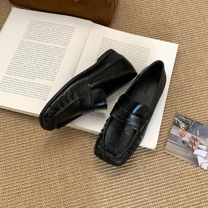 

Модные женские туфли без шнуровки на плоской подошве с квадратным носком, мягкая женская повседневная обувь на плоской подошве с обувью для женщин, лоферы для женщин