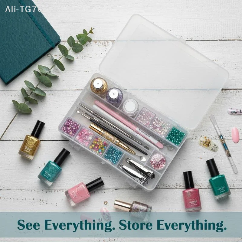 [P]Transparent Double Layer Plastic Storage Box With Large Capacity Dual Opening Design Perfect For Storing Nail Art Tools Craft