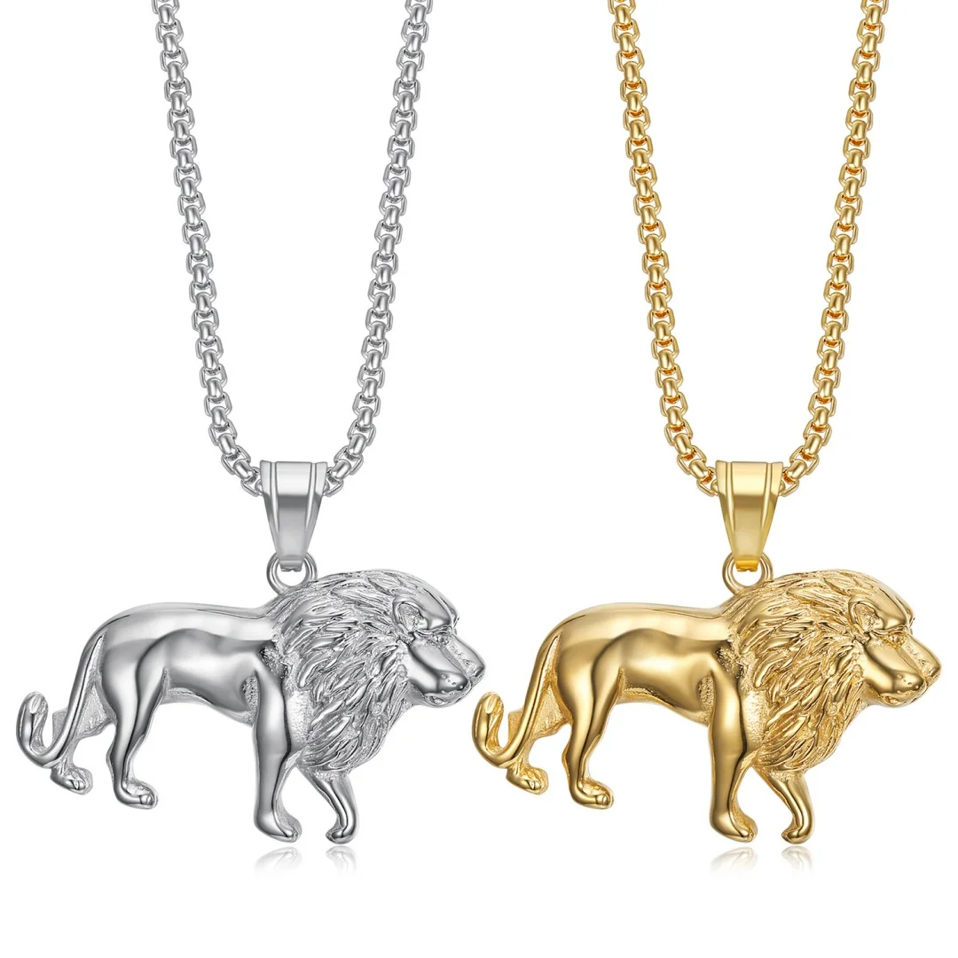 

Punk Fashion Zodiac Leo Lion Pendant Gold Silver Color Titanium Stainless Steel Animal Necklace for Woman Man Cool Jewelry Gift