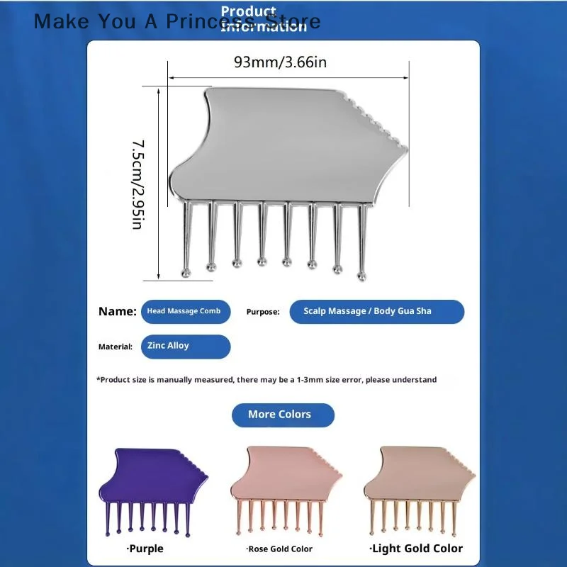 جهاز تدليك فروة الرأس المحمول من سبائك الزنك، أداة كشط غواشا للرأس والرقبة والأكتاف والساقين والذراعين لتخفيف مهدئ #5