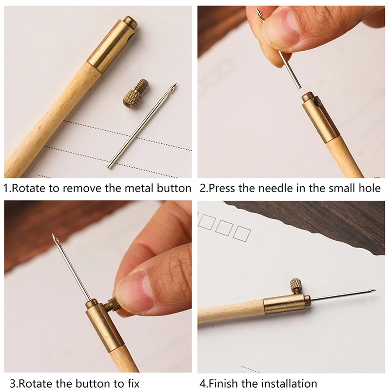 Embroidery Punch Needle with 3 Needles Punch Pen  Embroidery Cross Stitch Craft Kit French Crochet for Sewing Knitting