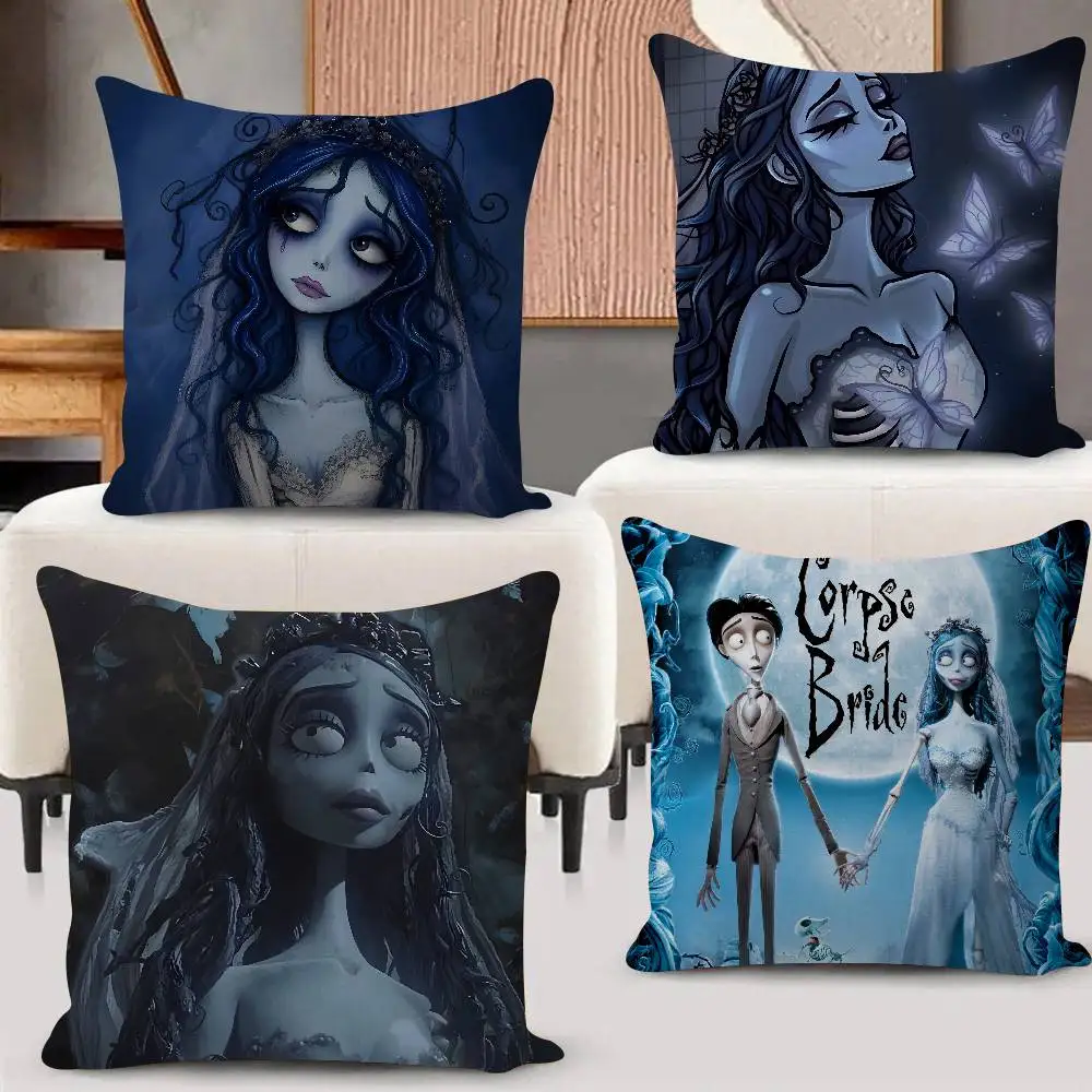 Movie Cartoon Corpse Bride-B Cushion Cover Soft Decorative Square Cushion Covers 45x45cm Pillowcases For Sofa Couch Bedroom