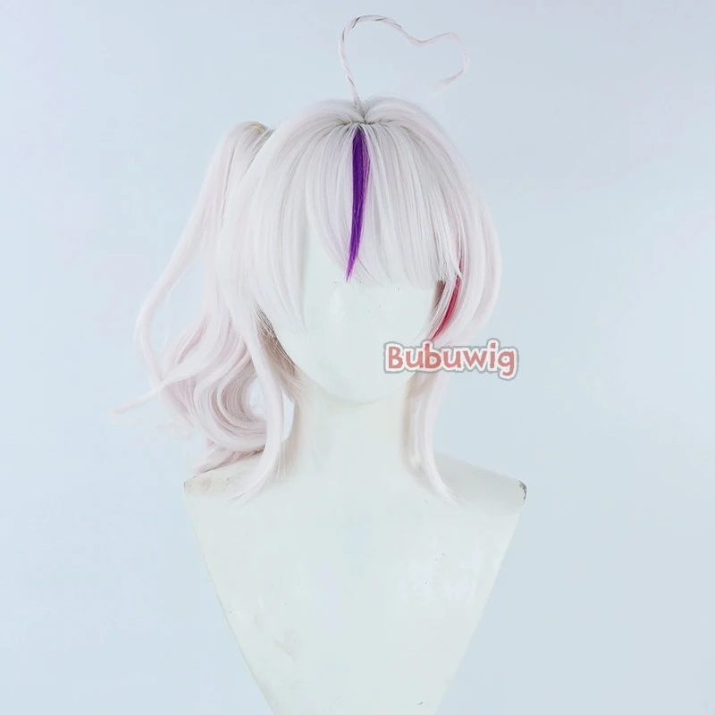 Bubuwig pelo sintético Maria Marionette pelucas de Cosplay Virtual YouTuber 35cm corto ondulado rosa mezclado púrpura rojo peluca resistente al calor