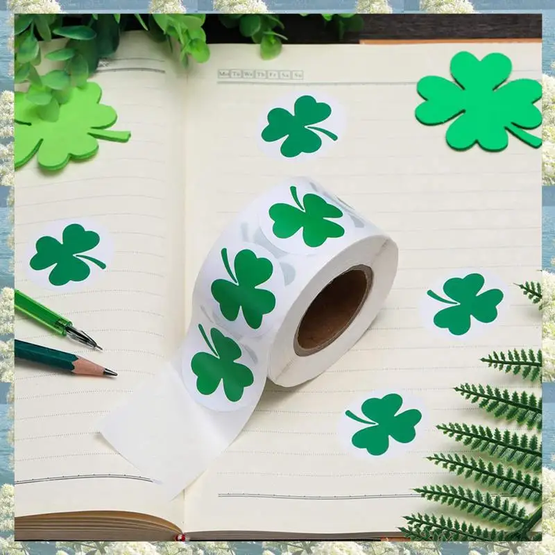 Новинка-1000 шт., наклейки на день Святого Патрика, рулон трилистника, 1-1/2 дюйма, клейкая этикетка для ирландского украшения и рукоделия