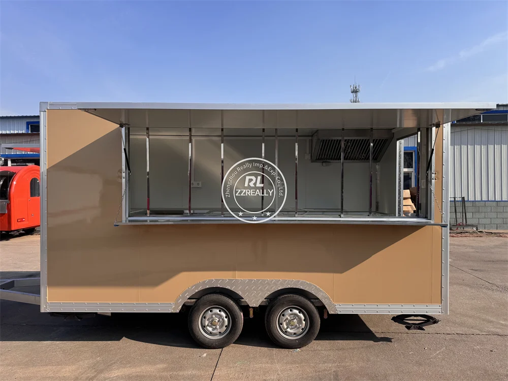 Street Food Truck Fully Equipped Ice Cream Cart Coffee Kiosk Mobile Kitchen Concession Fast Food Trailer For Sale