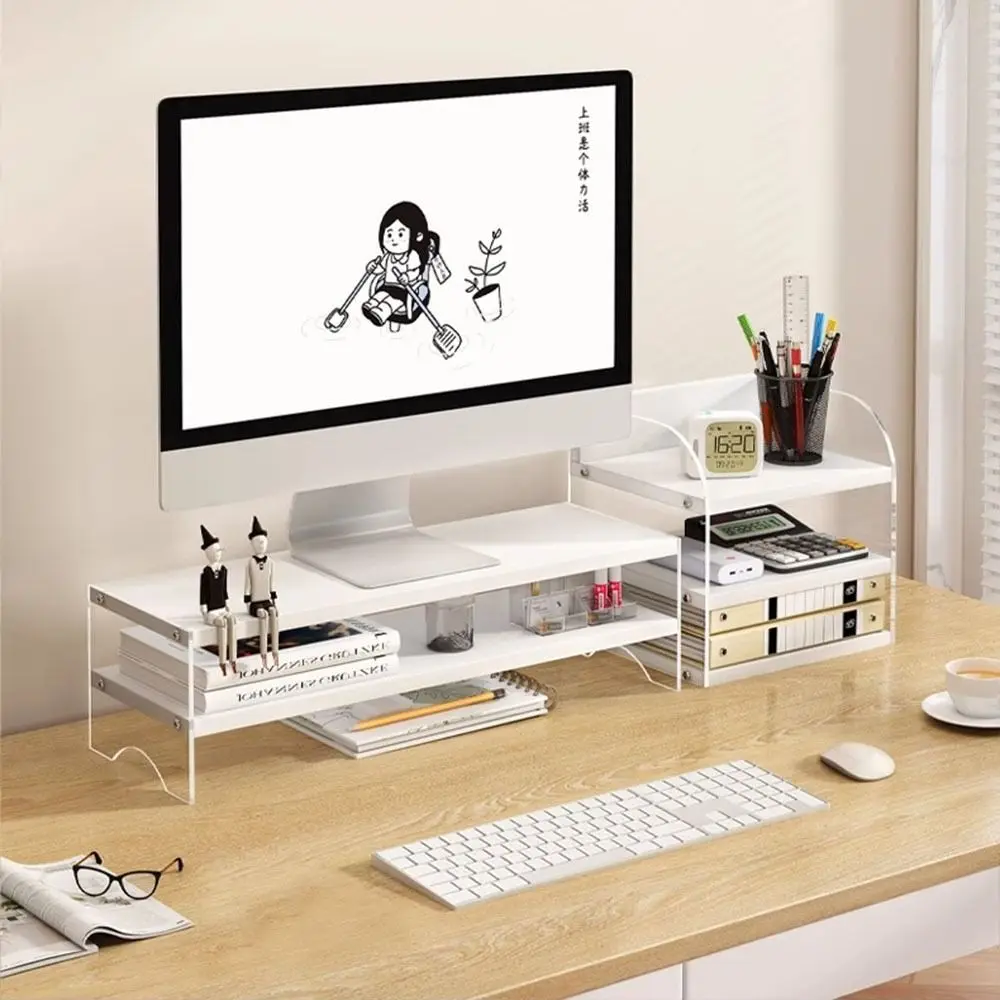 

Single/Double Layers Acrylic Floating Computer Stand Protect Neck Comfortable Viewing Height Computer Screen Rack Space-Saving
