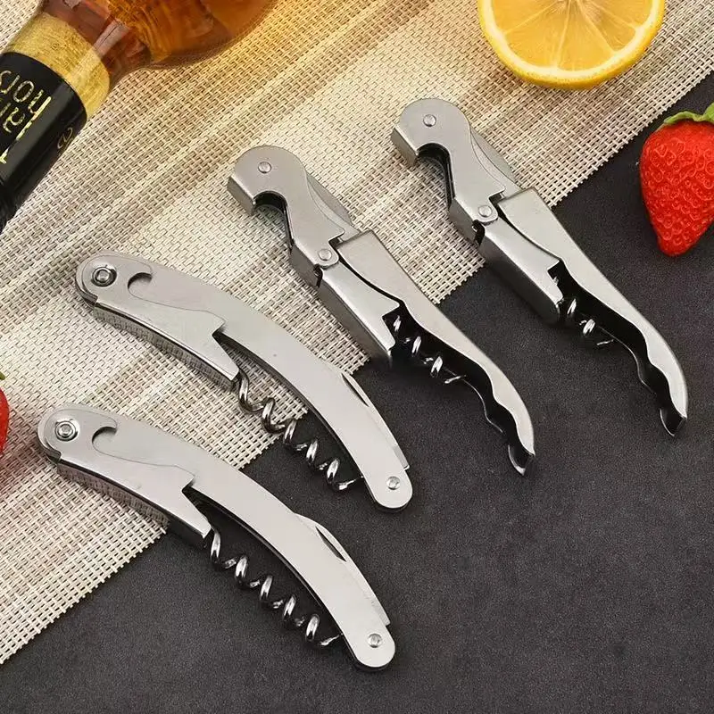 Abridor de garrafas de vinho de aço inoxidável premium, abridor de garrafas multifuncional, parafuso de cortiça de vinho, saca-rolhas, tampa de cerveja, removedor de bar