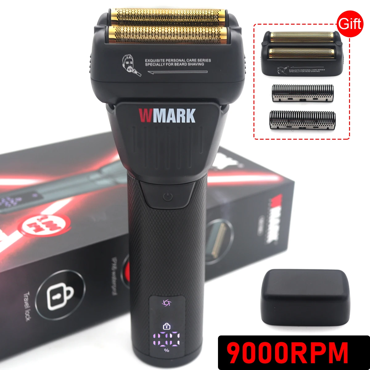 WMARK NG-7982 Men's Shaving Machine 9000RPM Double Foil LED Display Oil Head Professional Beard Trimmer Hair Clipper