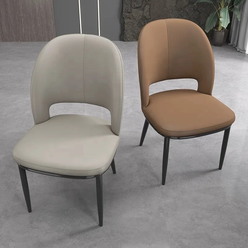 

# Italian Modern Luxury Metal Feet Soft Cushion Dining Chair Hotel Villa Apartment Leather Restaurant Furniture Set