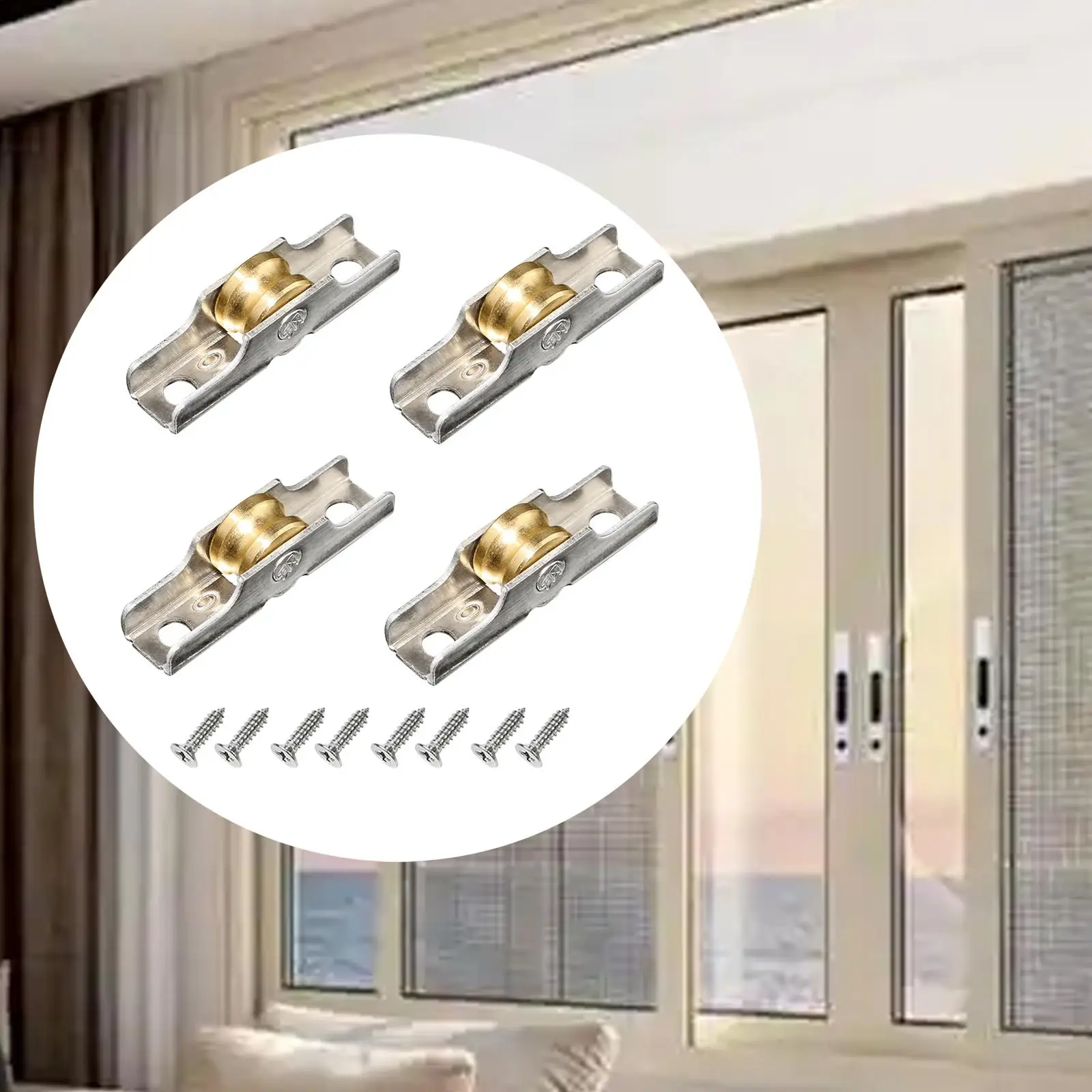 

4Pcs Sliding Door Roller Replacing Easily Install Professional Sash Pulley