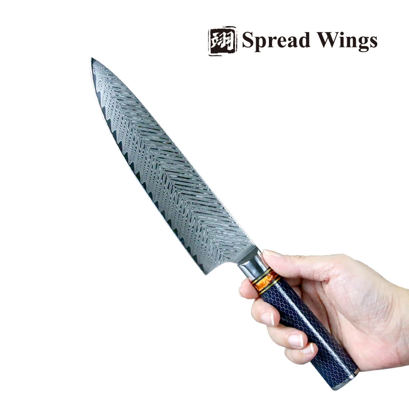 SW 67 Layer Damascus Stainless Steel Chef Knife 8 Inch AUS-10 Faca Meat Vegetables Cleaver Color Wood And Handmade Resin Handle