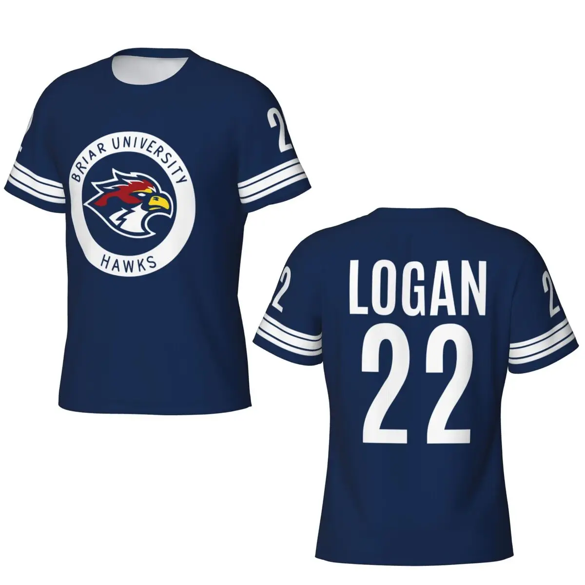 Camisetas masculinas e femininas Off Campus Logan, número 22, camiseta engraçada, manga curta, gola redonda, poliéster, roupas plus size