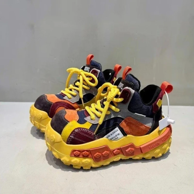 

Thick Sole Non-slip Chunky Sneakers Fashion Women Sports Shoes Outdoor Fitness Platform Shoes Height-increasing Dorky Dad Shoes