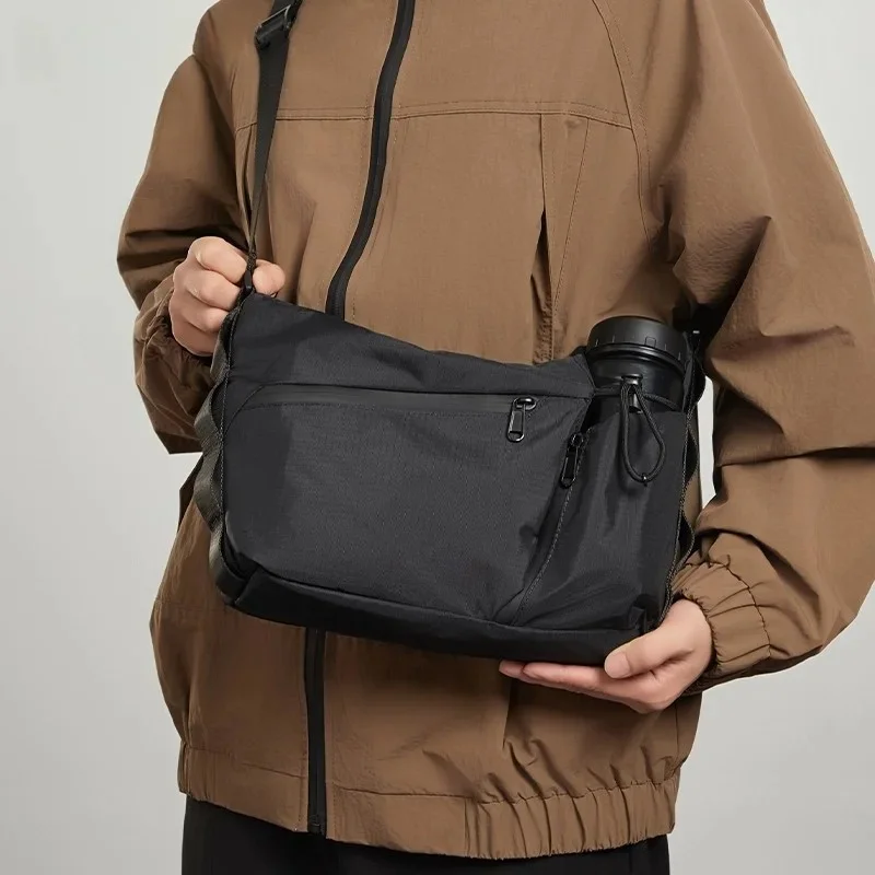 Shoulder Bag Men Casual Portable Crossbody Nylon Large Capacity Commuting Sports Travel Crescent Pack Durable Design