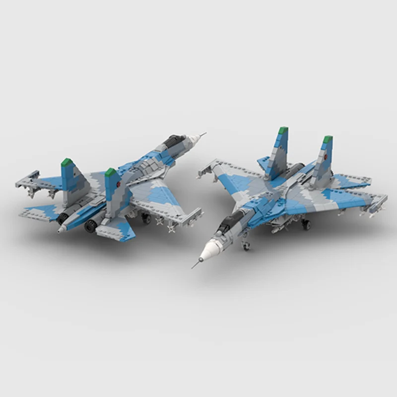 Su-27 Military Fighter Jets Model MOC Building Bricks War Equipment Modular Technology Gifts Holiday Assemble Children Toys Suit
